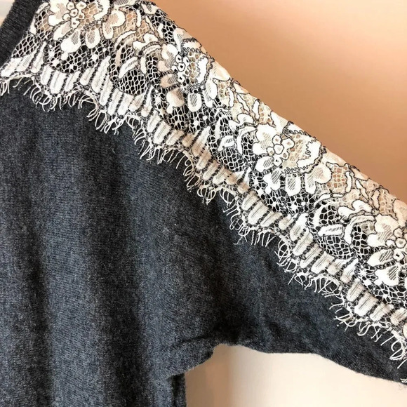 J.Crew | Gray Crewneck Edged Lace Sweater - Picture 4 of 7